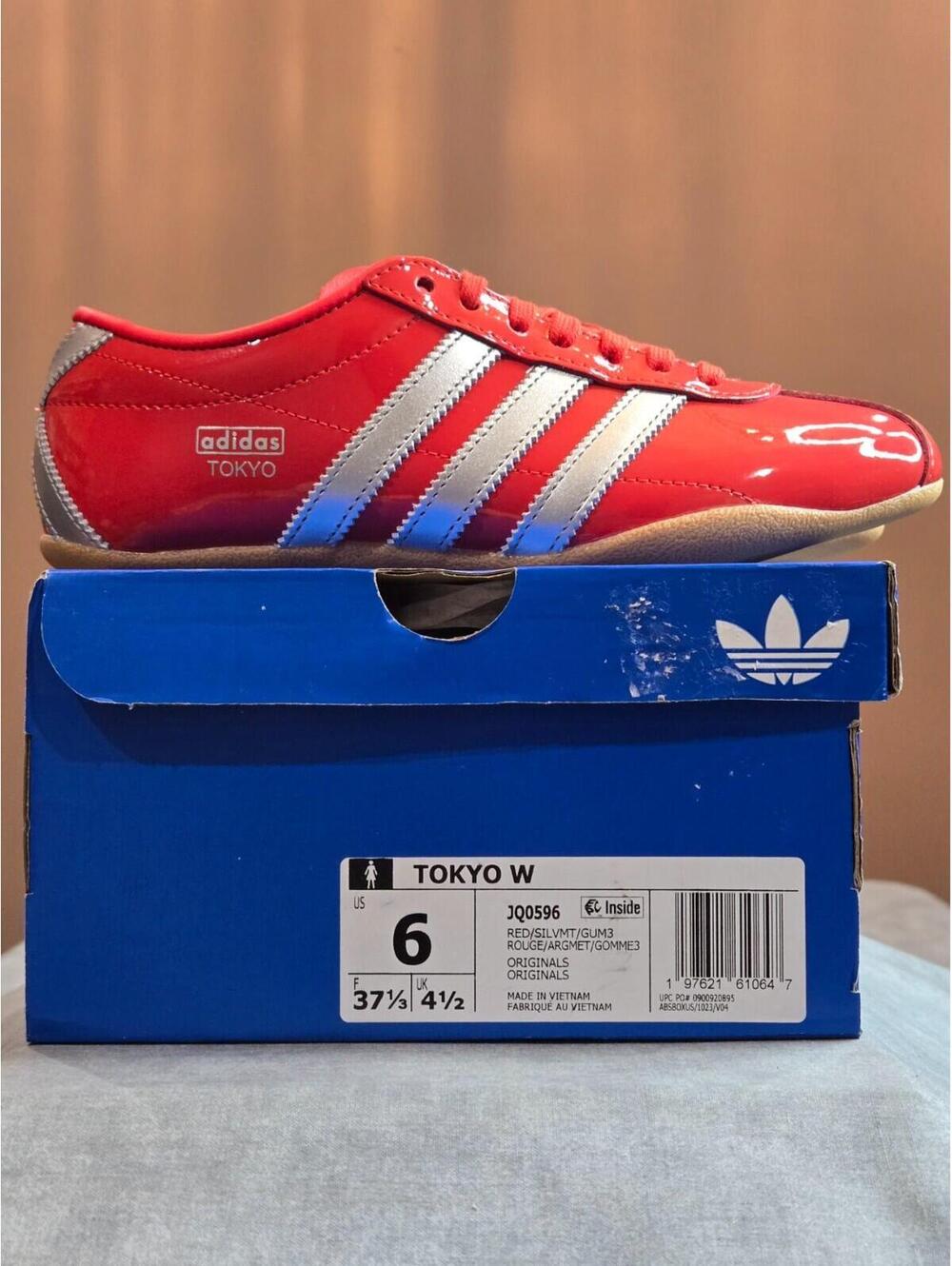 adidas Originals Tokyo Patent Red Silver Metallic (JQ0596) Women's Size 6 - Picture 4 of 7